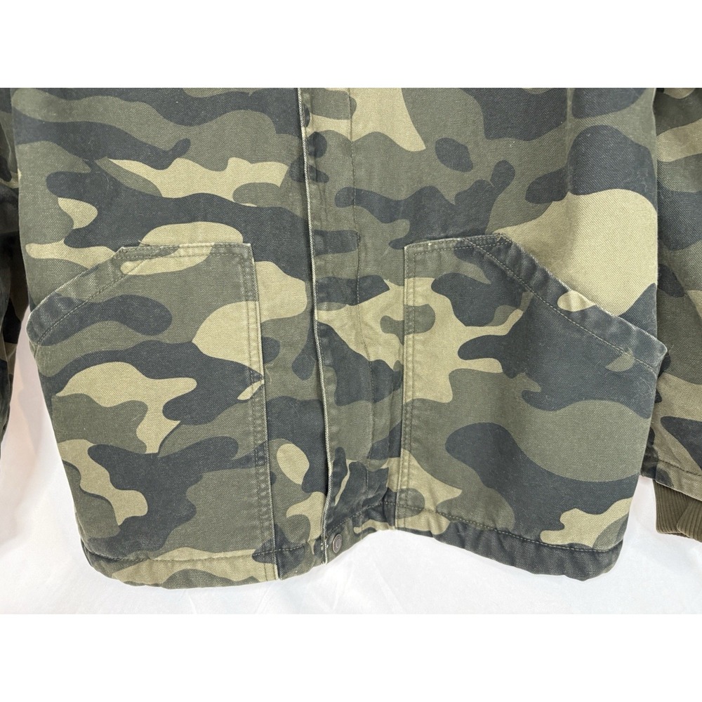 LEE Sherpa Lined Jacket Durable Heavy Cotton Camo Print Jacket Size Large - Picture 3 of 10